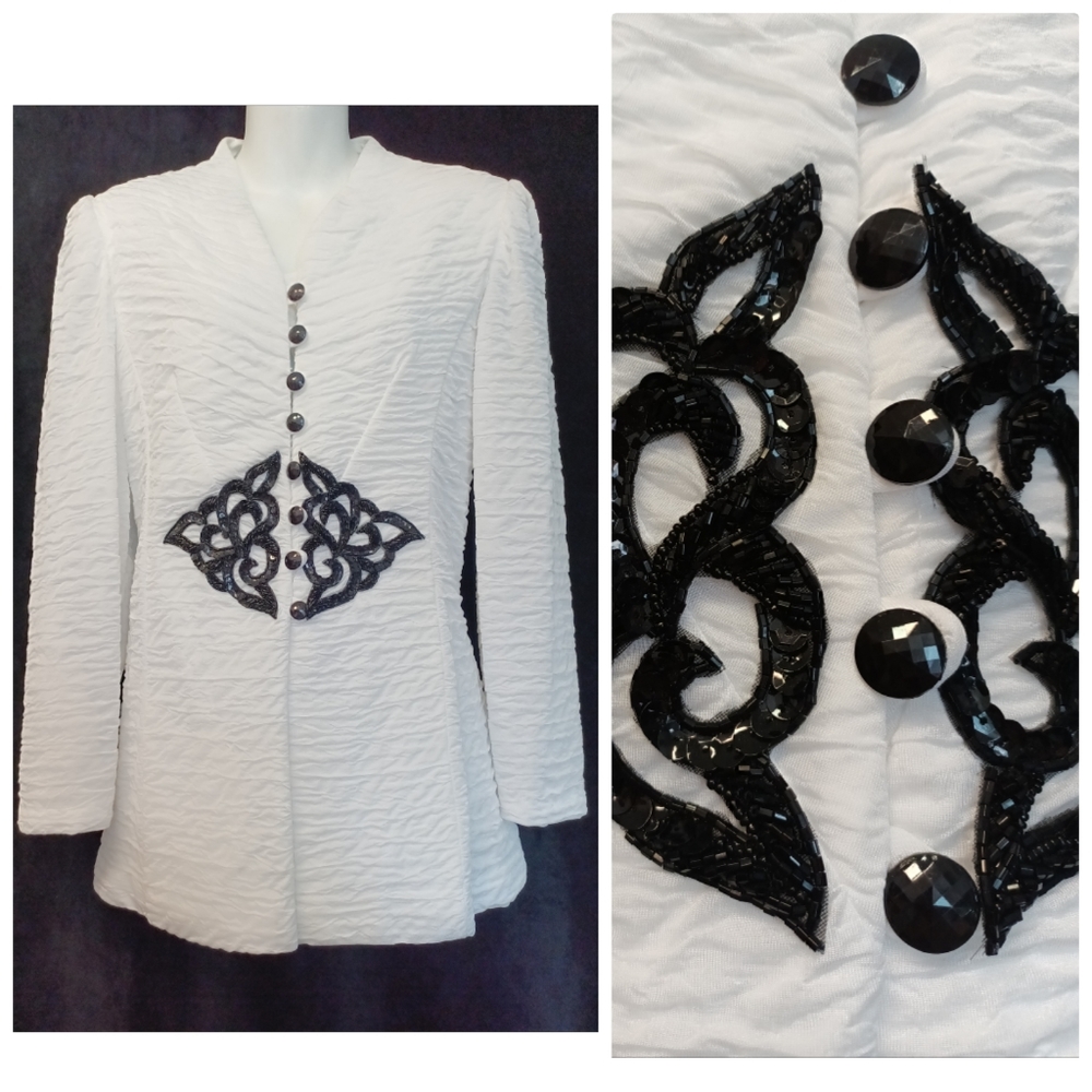 David Rose vintage crinkled women's long sleeve button down top